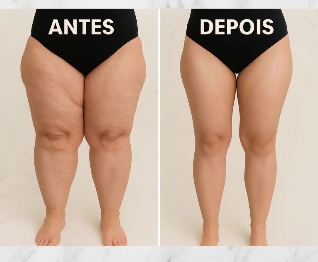 Antes e depois de tratamento de lipedema