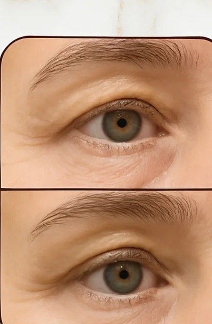 Antes e depois de jato de plasma nas pálpebras